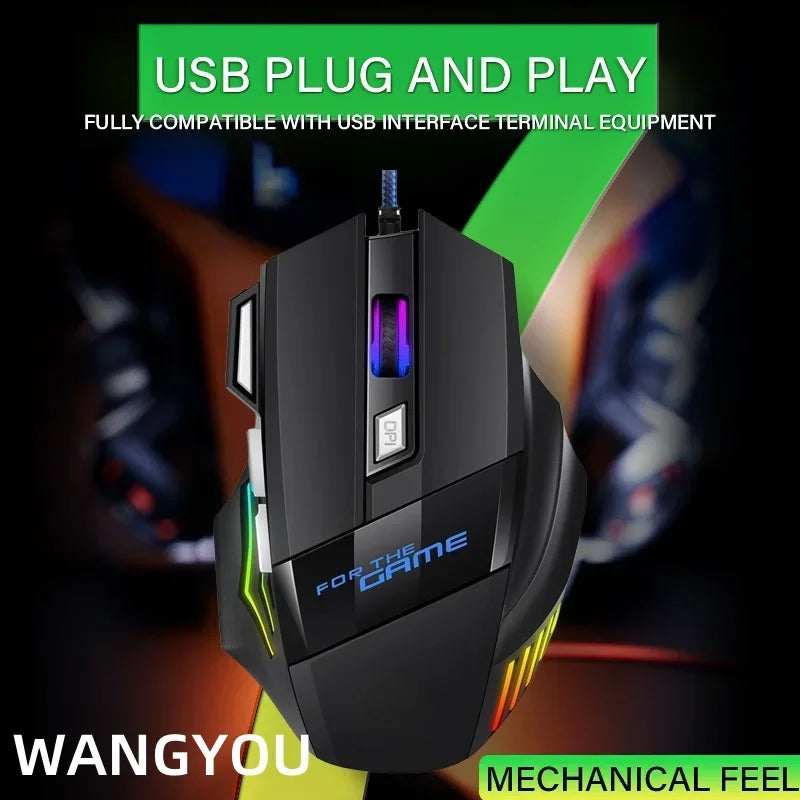 Wired Gaming Mouse with Colorful Breathing Light – Perfect for Desktop, Laptop, and E-Sports