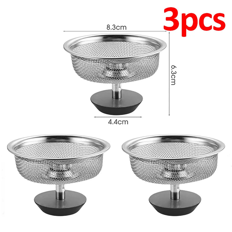 Stainless Steel Sink Strainer with Handle & Stopper – Anti-Clog Mesh Filter