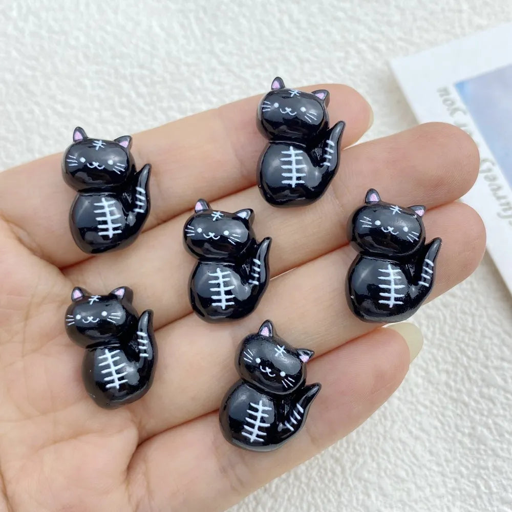 20Pcs Cute Resin Cartoon Halloween Cat Embellishments | Flat Back Accessories for Hair Bows & Crafts