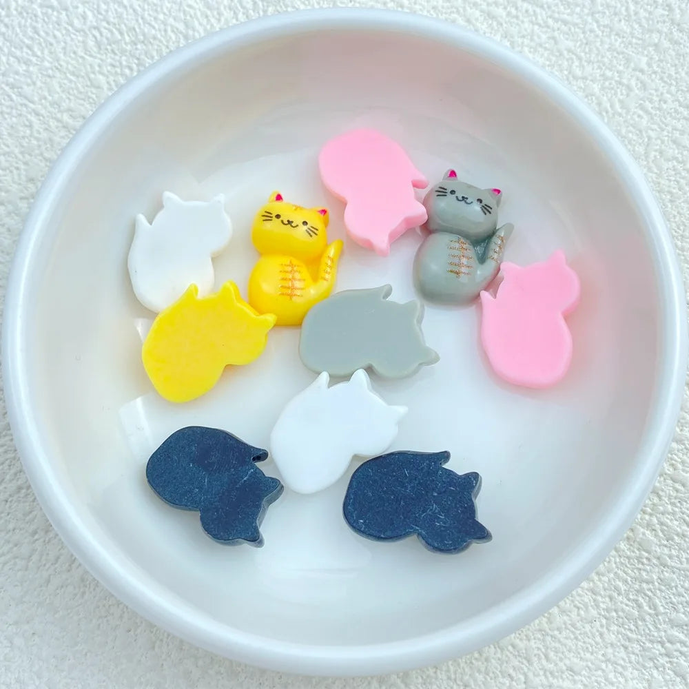 20Pcs Cute Resin Cartoon Halloween Cat Embellishments | Flat Back Accessories for Hair Bows & Crafts