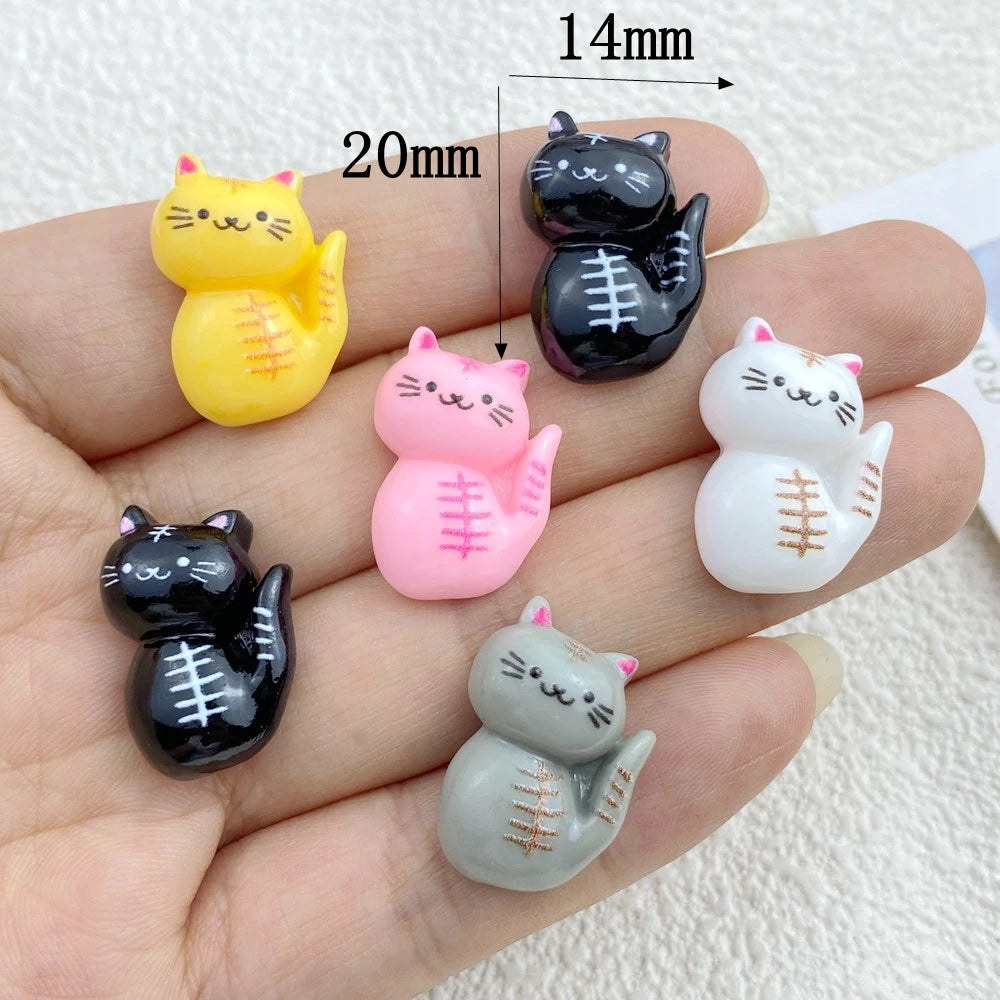 20Pcs Cute Resin Cartoon Halloween Cat Embellishments | Flat Back Accessories for Hair Bows & Crafts