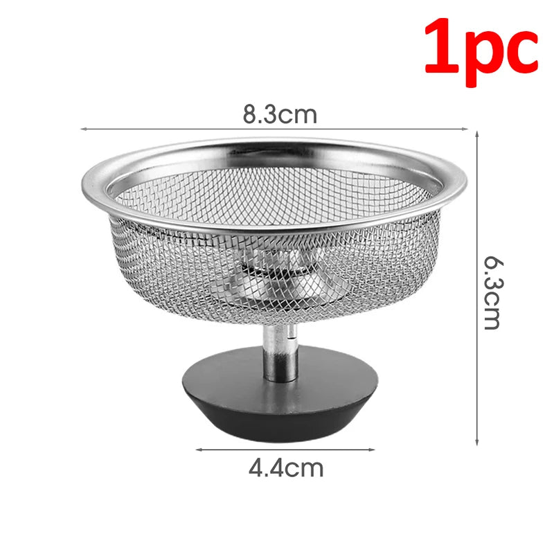 Stainless Steel Sink Strainer with Handle & Stopper – Anti-Clog Mesh Filter