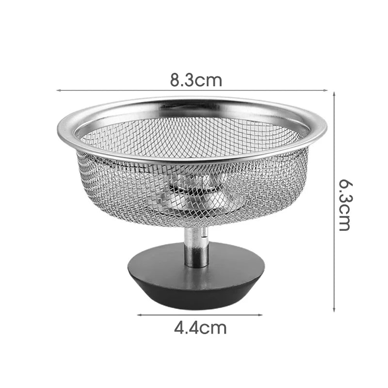 Stainless Steel Sink Strainer with Handle & Stopper – Anti-Clog Mesh Filter