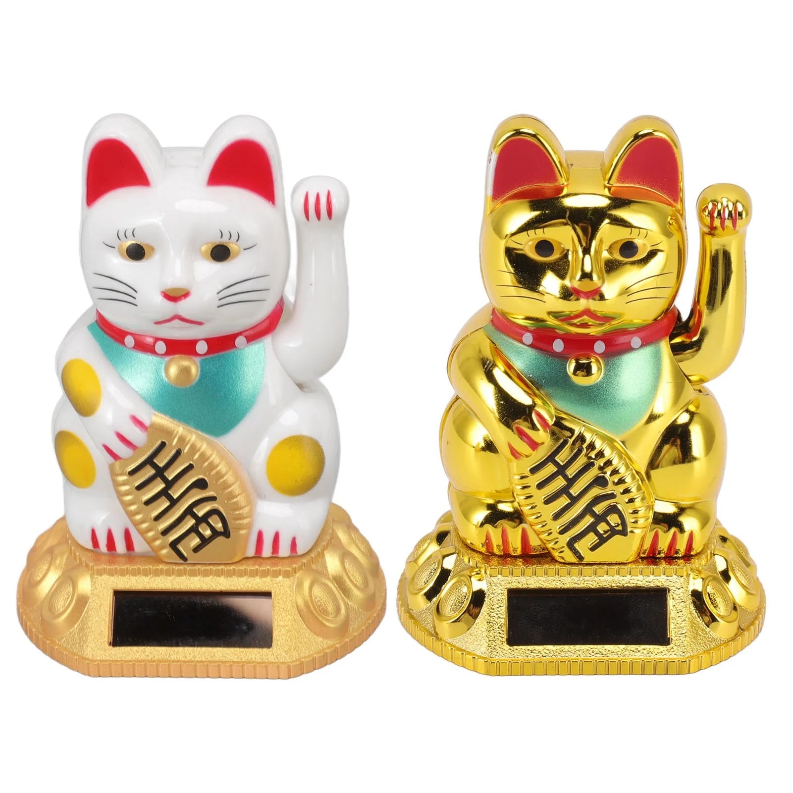 Chinese Lucky Cat Solar Light Decoration | Waving Arm Induction Figurine for Home & Car Ornaments