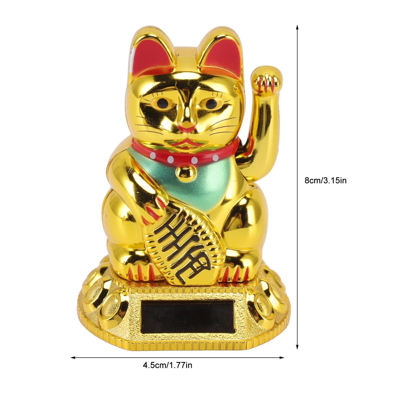 Chinese Lucky Cat Solar Light Decoration | Waving Arm Induction Figurine for Home & Car Ornaments