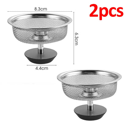 Stainless Steel Sink Strainer with Handle & Stopper – Anti-Clog Mesh Filter