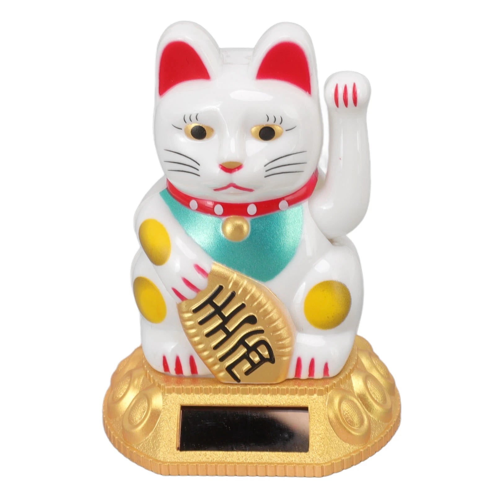 Chinese Lucky Cat Solar Light Decoration | Waving Arm Induction Figurine for Home & Car Ornaments