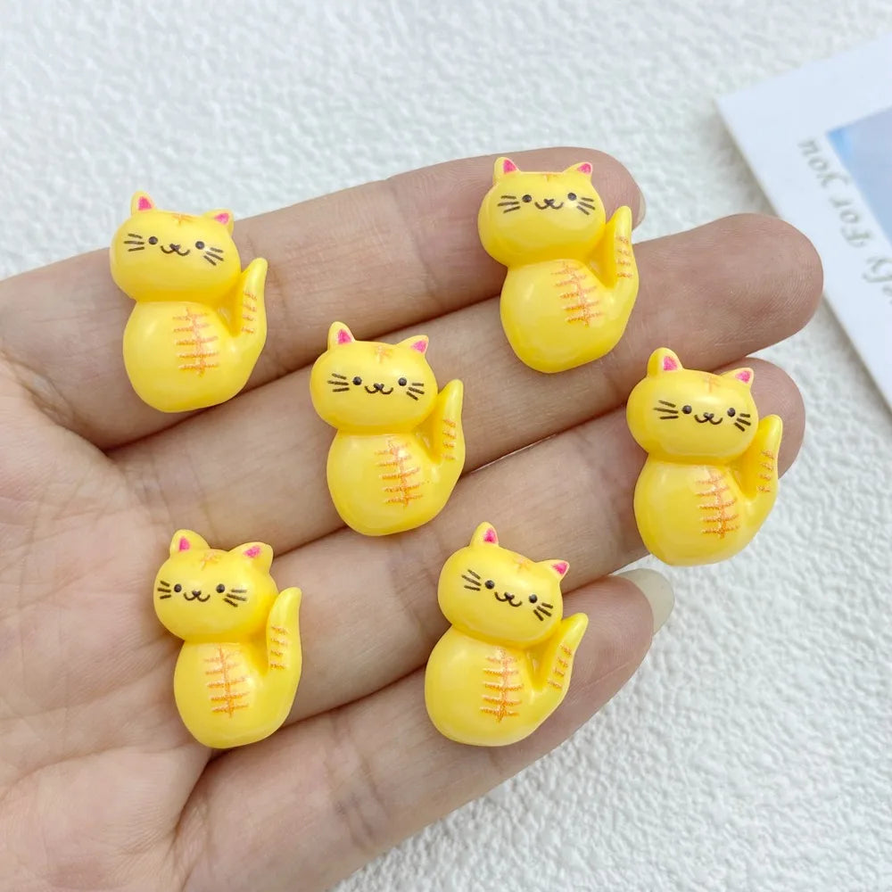 20Pcs Cute Resin Cartoon Halloween Cat Embellishments | Flat Back Accessories for Hair Bows & Crafts