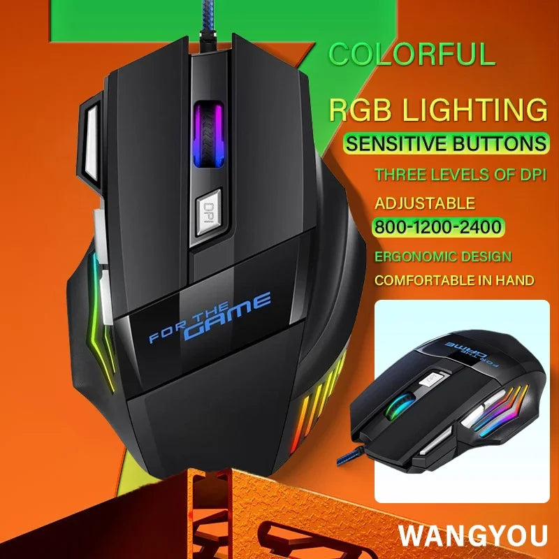 Wired Gaming Mouse with Colorful Breathing Light – Perfect for Desktop, Laptop, and E-Sports