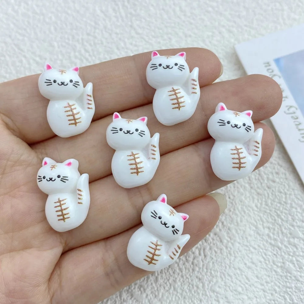 20Pcs Cute Resin Cartoon Halloween Cat Embellishments | Flat Back Accessories for Hair Bows & Crafts