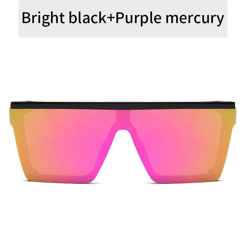 2023 Vintage Flat-Top Sunglasses – Black Square UV400 Gradient Shades