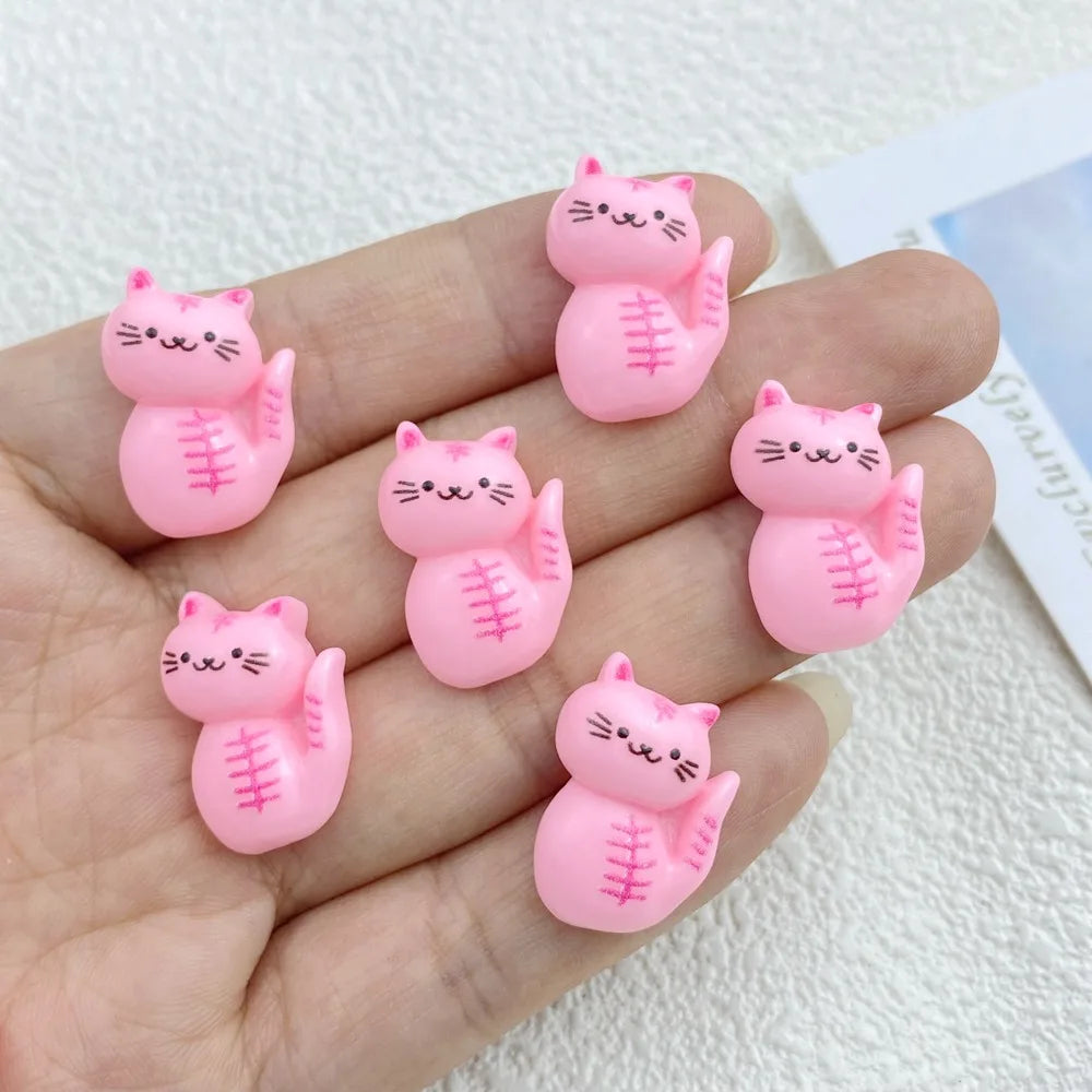 20Pcs Cute Resin Cartoon Halloween Cat Embellishments | Flat Back Accessories for Hair Bows & Crafts