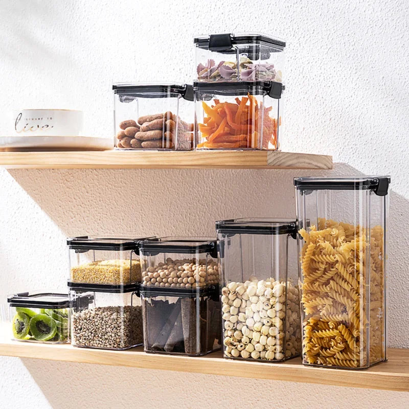 Modern Food-Grade Transparent Storage Canister with Airtight Lid