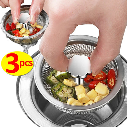 Stainless Steel Sink Strainer with Handle & Stopper – Anti-Clog Mesh Filter