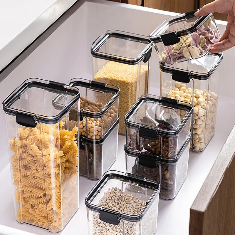 Modern Food-Grade Transparent Storage Canister with Airtight Lid