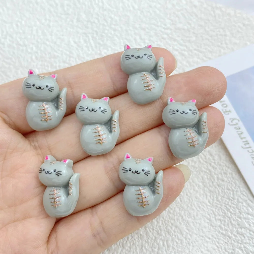 20Pcs Cute Resin Cartoon Halloween Cat Embellishments | Flat Back Accessories for Hair Bows & Crafts