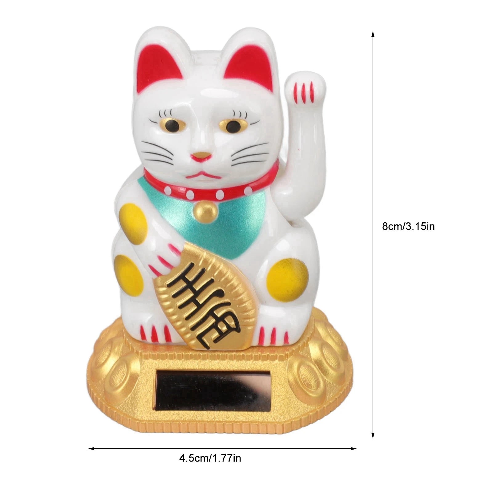 Chinese Lucky Cat Solar Light Decoration | Waving Arm Induction Figurine for Home & Car Ornaments