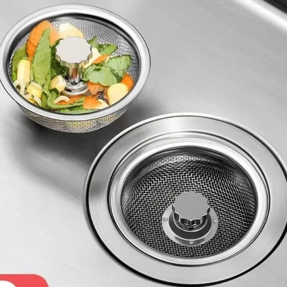 Stainless Steel Sink Strainer with Handle & Stopper – Anti-Clog Mesh Filter